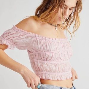 pink off the shoulder top